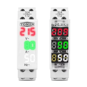 Din Rail 3in1 Single Phase Ampere Voltage Frequency Meter Ac 0 99Hz 100A Voltmeter Indicator LED Digital Display 110V 230V TOMZN