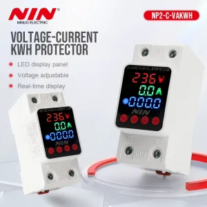 Din Rail Adjustable Over Under Voltage Surge Protector Relay Over Current Protection KWH Power Meter 230V AC 63A