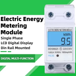 Din Rail Digital Energy Power Meter LCD Display Wattmeter Single Phase Power Electric Energy Meter Electrical Meter AC 230V 50Hz