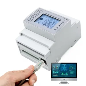Din Rail Installation Three Phase Modbus TCP RS485 Multi function Energy Meter with Class 0.5 Accuracy and 6A Max Current