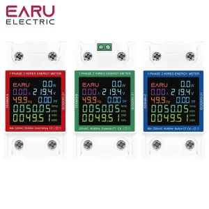Din Rail Monitor 110V 220V Voltage Current Power Factor Active Reset Zero Electric Energy Frequency Meter Voltmeter AMP DDS669-A