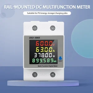 Din Rail Multifunctional DC Meter Power Meter Photovoltaic Meter Digital Display Voltmeter Ammeter D52-3065