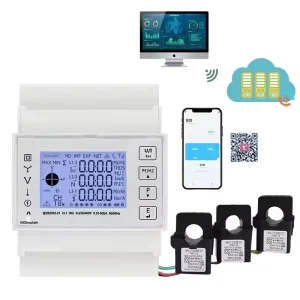 Din Rail Three Phase Tuya WiFi Multi Tariff Function LCD Display CT Connect Type Energy Meter Class 0.5 kWh Meter