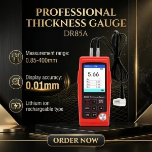 Dongru DR85A Industrial Ultrasonic Thickness Gauge for Metal Plastic Glass High Accuracy (0.1+1%H)mm IP55 Protection