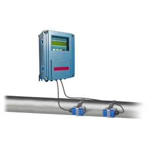 Doppler Ultrasonic Digital Flowmeter Clamp-On Stainless Steel Water Liquid Measurement LCD Display OEM +/-1% Accuracy Flange