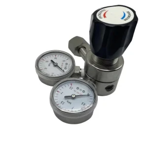 Double Gauges CGA330 316L Stainless Steel Hydraulic Pressure Regulator Control for Helium SO2 CO2 Gas with 100m3 h Flow Range