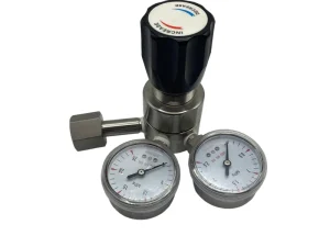 Double Gauges CGA330 316L Stainless Steel Hydraulic Pressure Regulator for Helium SO2 CO2 Gas 100m3/h Flow Range Customizable
