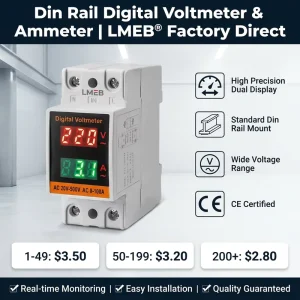 Dual Display Programmable Current Voltage Meter with Self-Resetting Automatic Overload Reset Peak Memory Guide Rail Installation