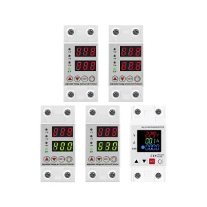 40A 63A 230V Din Rail Adjustable Over Voltage Under Voltage Protective Electronic kWh Energy Meter Relay Over Current Protection