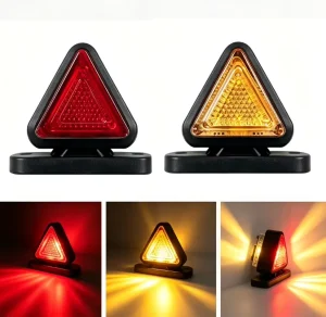 Dual Face LED Side Marker Indicators Light Red Amber Dual Color Square Triangle Edge Clearance Lamp Semi-Truck Trailer Tractor