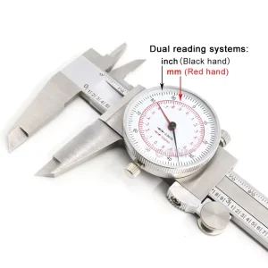 Dual Reading Scale 150mmx0.02mm 6″x0.001″ Stainless Steel Dial Caliper With Metric and Inch