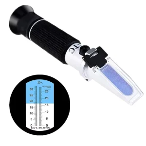 Dual Scale Salt and Sugar 2 in 1 Handheld Refractometer 0~32% Brix 0~28% Seawater Aquarium Salinity Refractometer with ATC