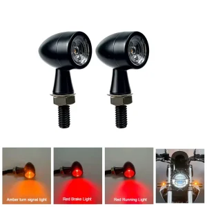 E Marked 3 in 1 Mini Bullet Steering Light Motorcycle Turn Signal Light Dual Color Bike Indicators LED Brake Running Lamp