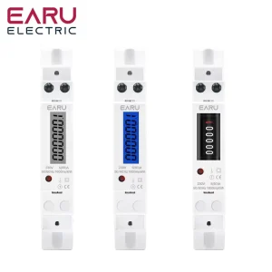 EARU AC 110V Single Phase 1P Backlight Digital Wattmeter Power Consumption Analog Energy Meter kWh LCD Electric Din Rail DDS660