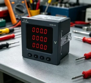 EASTSONG ES96 U3 96x96mm Three Phase Digital Voltmeter AC 1000V Red LED RS485 Modbus RTU 0.5 Class IP65 Protection Meter