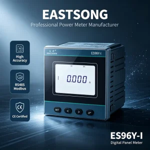 EASTSONG ES96Y-I 96×96 Panel Meter Single Phase Ammeter 5A LED AC Current 0.5 Class RS485 Modbus RTU Switchgear IP65 High Temp