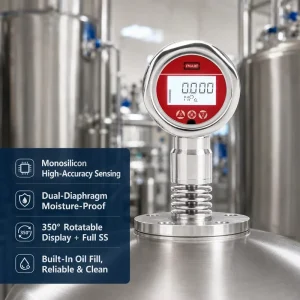 EHEDG and 3A Certified Hygienic Pressure Transmitter Flush Diaphragm Tri clamp 0.1% 3MPa RS485 Modbus Hart for CIP SIP