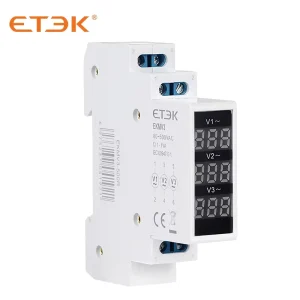 EKMV3 500R Mini Modular Digital Voltage Meter Din Rail Mount Red LED Display 80 500V Three Phase AC Indicator Gauge