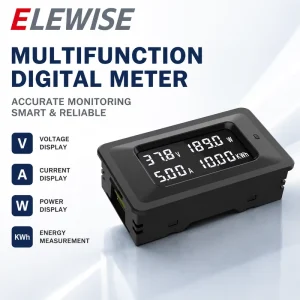 ELEWISE DC Digital Voltmeter Ammeter Power Energy Meter 4 in 1 Shunt 100A 70V Max Single Phase Class 0.5 Accuracy Professional