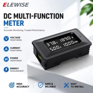 ELEWISE Mini DC Digital Voltmeter Ammeter Power Energy Meter 4 in 1 Shunt 100A 70V Max DC Voltage Class 0.5 Accuracy IP54 25