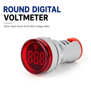 EPAD101-22VMS 29mm LED Digital Voltmeter AC20-500V Panel Mount Round Voltage Meter for Distribution Cabinet