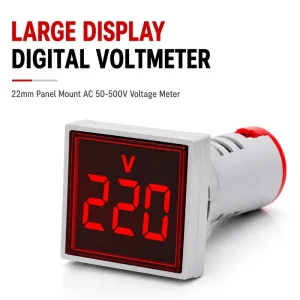 EPAD101-22VMS-L Large Display Digital Voltmeter 22mm Panel Mount AC 50-500V LED Voltage Meter Indicator
