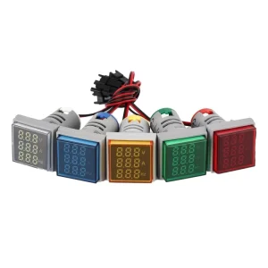 EPE PRO 22mm Mini AC Digital Square Instrument Panel Meters Triple Display LED Indicator Light Voltage Current Hz Frequency