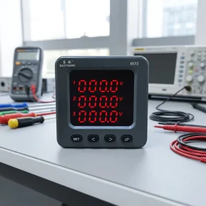ES72 72mm Three Phase Multifunction Energy Meter 0.5 Class 0.2% Accuracy kWh Active Reactive Power Factor Red LED