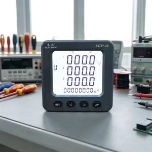 ES72Y-U3 3-Phase Digital Power Meter 72mm LCD Voltage kWh RS485 Modbus DL/T645 0.5 Class IP65 CE Certified Panel Meter