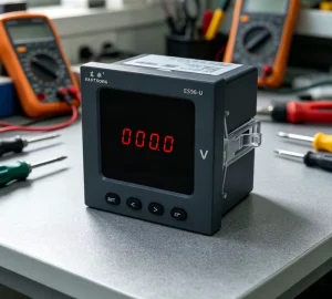 ES96 U 96x96mm Single Phase Voltage Panel Meter Red LED Digital Voltmeter AC 1000V RS485 Half Duplex Modbus RTU 0.5
