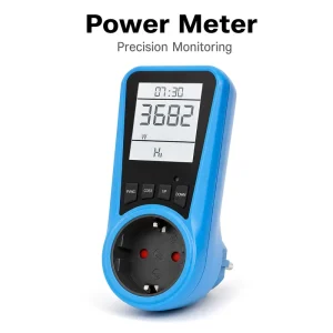 EU Plug 2 Outlets Digital AC Power Wattmeter Multifunctional Energy Consumption Tester Time KWh Billing Meter for Home Use