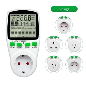 EU Power Consumption Meter Energy Cost Meter with Digital LCD Display 7 Energy Saving Display Modes for Energy Analysers