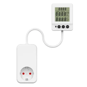 EU Type Multi Function Power Meter Socket with 2.0” LCD Display Child Safe Shutter 16A/3680W Max Load for Home
