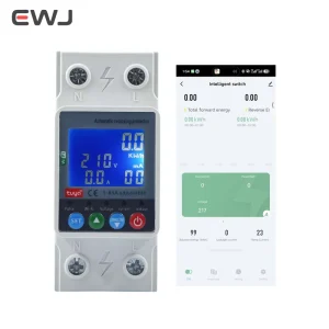 EWJ-63L 2 Relay WIFI Switch 63A Smartlife TUYA Circuit Breaker Energy Meter Timer WithVoltage Current Leakage Protection Rail