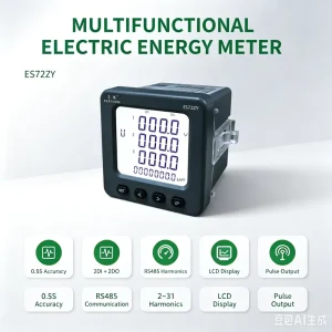EastSong ES72ZY-E4/E3 RS485 3Phase Energy Panel Mount Smart Electric kWh Meter IP65 Protection Class 0.5S Accuracy 6A LCD