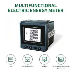 EastSong ES96DY Three Phase Panel Mounted LCD Multi Function Energy Meter Digital Power Frequency Meter RS485 0.5s Accuracy