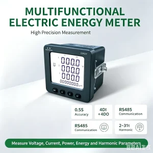 EastSong ES96ZY/K4 Three 4DI+4DO Industrial Panel Meter RS485 Modbus LCD Digital Power Meter Class 0.5S for Switchgear Factories