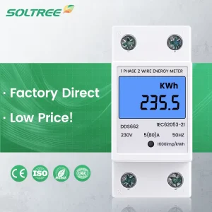 Electric Din Rail Single Phase Two Wire LCD Digital Display Wattmeter Power Consumption Power Energy KWh Meter AC 230V 50Hz