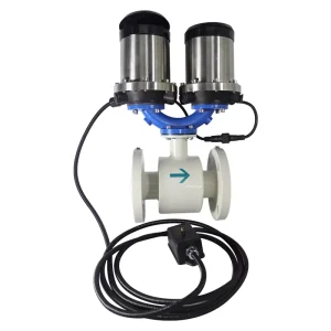 Electromagnetic Digital LCD Water Meter Stainless Steel +/-0.2% Accuracy 0.1-15m/s Flow Rate Flange Connection IP68 Protection