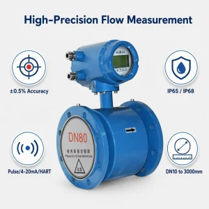 Electromagnetic Flowmeter OEM Water Liquid High Accuracy (+/-1%) Wide Measurement Range Easy Installation Long Service Life