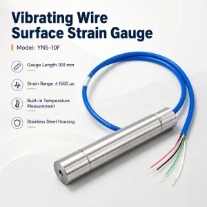 Electronic Vibrating Wire Surface Strain Gauge Temperature Sensor IP67 Protection High Accuracy Cement & Concrete Testing
