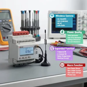 Energy Meter Wireless with CTs Digital Remote Kwh Class0.5 Modbus RTU TCP Low Voltage 3 Phase