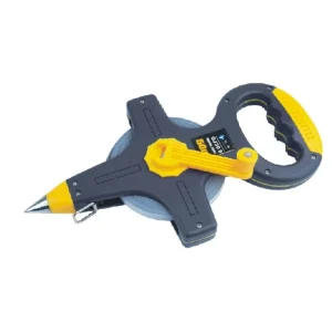 Engineer’s Dual Sided 20m PVC Blade High Visibility Case Metric Tape Measure with Assisted Return Rolling Stand and Plastic