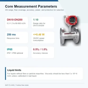 FLC400 ±0.5% Turbine Flow Meter for Clean Low Viscosity Liquid Volumetric Flow Measurement