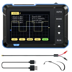 FNIRSI 1MHz Handheld Oscilloscope 2 in 1 Signal Generator 10MSa s Sampling 2.8″ Color Screen Portable Maker Tool