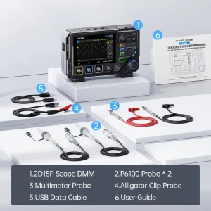 FNIRSI 2D15P 3-in-1 Digital Multimeter Oscilloscope Signal Generator 2Channel 100MHz 20000 Counts Auto Range Voltage Current