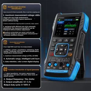 FNIRSI Digital Oscilloscope 2C23T Dual Channel Handheld Portable Multimeter Signal Generator Three in One Device