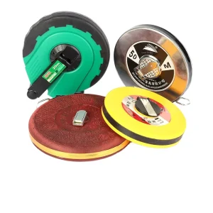 Factory Batch Construction Stainless Steel Double Sided 50m 165ft Manual Lock Metric Measuring Tape for Site Measurement