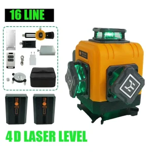 Factory Best Selling 16 Lines 4D Green Laser Level Digital Screen Self leveling Measure Instrument OEM ODM