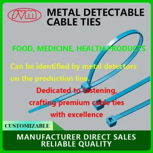 Factory Direct Nylon 66 Metal Detectable Zip Ties Prevent Foreign Objects Safe for Food & Medicine Manufacturing -40~+85